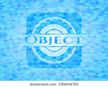 Object realistic sky blue mosaic emblem. 
