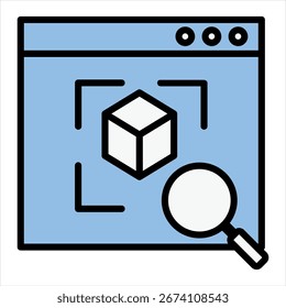 Ilustração do ícone único azul da estrutura de tópicos de reconhecimento de objetos