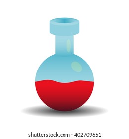 Object: Red Science bottle icon for web design.