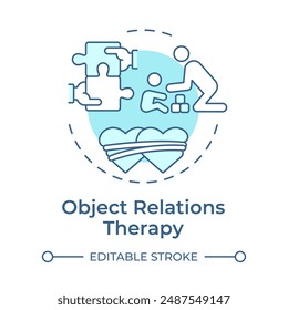 Object relations therapy soft blue concept icon. Therapeutic process, caregiver. Round shape line illustration. Abstract idea. Graphic design. Easy to use in infographic, presentation