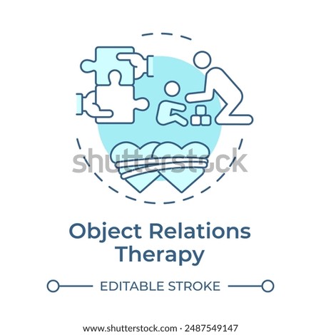 Object relations therapy soft blue concept icon. Therapeutic process, caregiver. Round shape line illustration. Abstract idea. Graphic design. Easy to use in infographic, presentation
