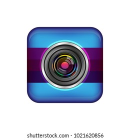 An object is represented in the form of a blue camera with an objective, with lenses and highlights. The application icon.