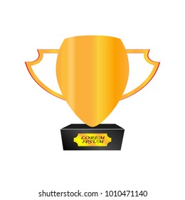 The object is represented in the form of a gold prize-winning cup on a black stand with a sign in which the inscription indicating insert your text.
