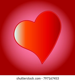 The object is represented in the form of a heart of red color, on a bright red background.