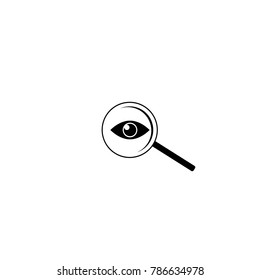 An object is represented in the form of a loop of a magnifying glass, a magnifying glass with a black eye symbol with a white circle inside.