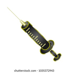 An object is represented in the form of a medical syringe with a needle. Cosmetic background of bothex.