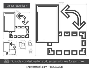 Object rotate vector line icon isolated on white background. Object rotate line icon for infographic, website or app. Scalable icon designed on a grid system.