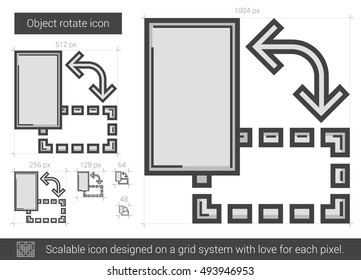 Object rotate vector line icon isolated on white background. Object rotate line icon for infographic, website or app. Scalable icon designed on a grid system.