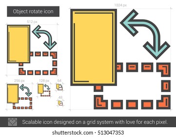 Object rotate vector line icon isolated on white background. Object rotate line icon for infographic, website or app. Scalable icon designed on a grid system.
