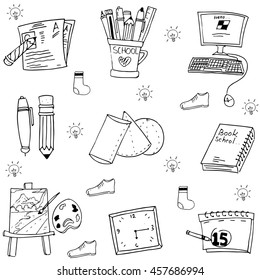 Object school doodles vector art on white backgrounds