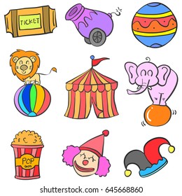 Object set circus doodle style