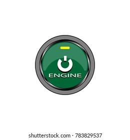 An object is shown in the form of an engine start button with a network symbol and an inscription engine in the metal case.