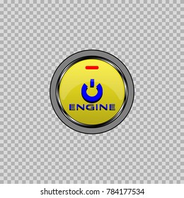 An object is shown in the form of a yellow engine start button with a network symbol and an inscription engine in a metal casing.