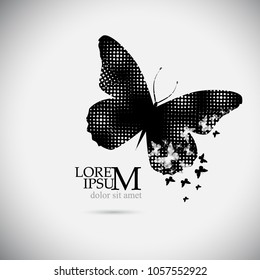 Object silhouette of butterflies abstraction. Vector