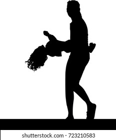 Object of Silhouette Mom and Child.
