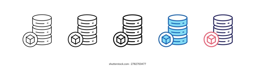 Object Storage Icon In 5 Different Styles Set Collection.