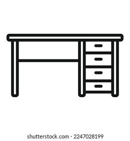 Object table icon outline vector. Wood desk. Top board