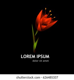Object tulip from triangles. Vector