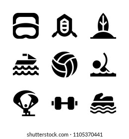 object, typography, splash and natural icons in Sport vector set. Graphics for web and design