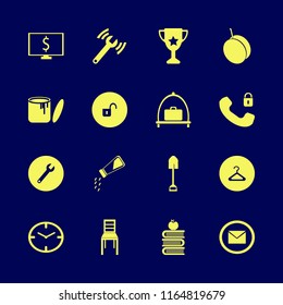 object vector icons set. with chair, salt shaker, shovel and paint can in set