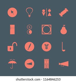 object vector icons set. with wc, fridge, pocket mirror and medal in set