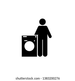 Object, washing, machine, man icon. Element of man with random object icon. Premium quality graphic design icon. Signs and symbols collection icon for websites, web design
