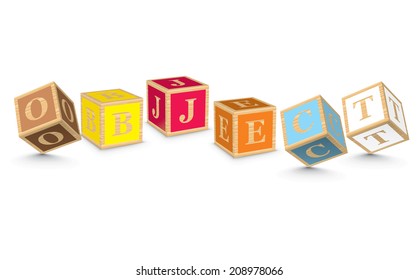 OBJECT written with alphabet blocks - vector illustration