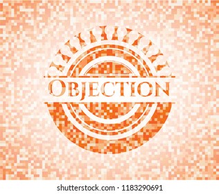 Objection abstract orange mosaic emblem