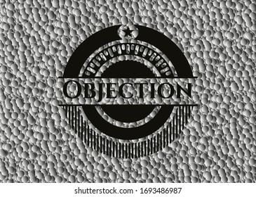 Objection dark emblem with grey bubbles background. Retro. Vector Illustration. Detailed.