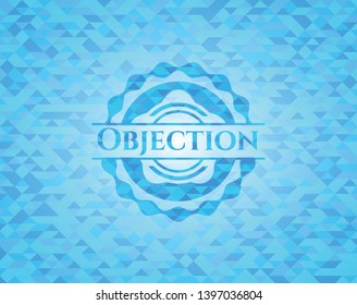 Objection light blue mosaic emblem