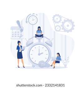 An Objective Assessment Possibilities Deadline. Close up Alarm Clock. Move Date Day. flat modern vector illustration