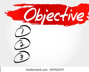 Objective blank list, business concept
