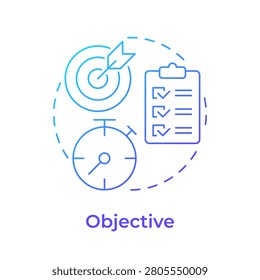 Objective blue gradient concept icon. Organization aims to achieve. Performance target. Strategic planning process. Round shape line illustration. Abstract idea. Graphic design. Easy to use in article