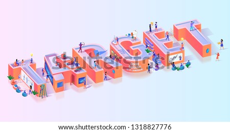 Objective Business Target Effort Typography Banner. Leadership Strategy for Competition Focus. Amateur Skill Failure to Hit Goal Concept Motivation Isometric 3d Vector Illustration