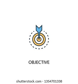 objective concept 2 colored line icon. Simple yellow and blue element illustration. objective concept outline symbol design