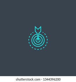 objective concept blue line icon. Simple thin element on dark background. objective concept outline symbol design. Can be used for web and mobile UI/UX