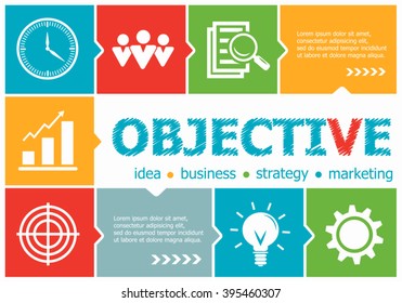 Objective design illustration concepts for business, consulting, management, career. Objective concepts for web banner and printed materials.