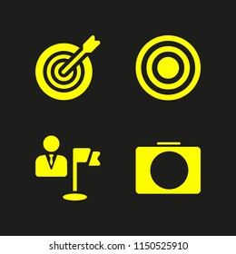 objective icon. 4 objective set with goal, photograph and bullseye vector icons for web and mobile app