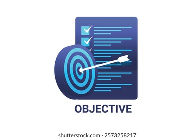 Objective Icon Design in a white background in blue color. 