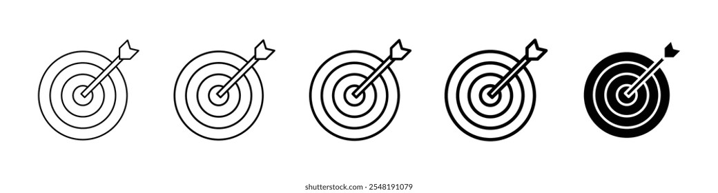 ícone de objetivo Conjunto de logotipo de linha fina simples