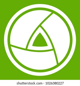  Objective icon white isolated on green background. Vector illustration