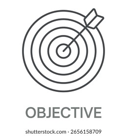 Objective Line Icon,Simple Style Design Outline Symbol Illustration, Editable Stroke For Logos And More