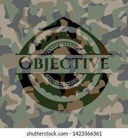 Objective on camouflage pattern. Vector Illustration. Detailed.