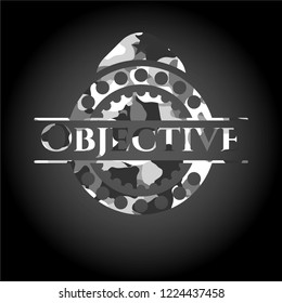 Objective on grey camouflaged texture