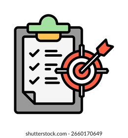 Objective outline color icon vector illustration