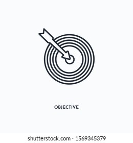 objective outline icon. Simple linear element illustration. Isolated line objective icon on white background. Thin stroke sign can be used for web, mobile and UI.