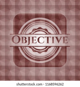 Objective red emblem with geometric background. Seamless.