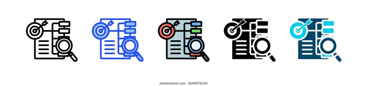 Colección de iconos de revisión objetiva con varios estilos