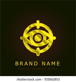Objective searching golden metallic logo