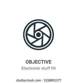 Objective vector icon on white background. Flat vector objective icon symbol sign from modern electronic stuff fill collection for mobile concept and web apps design.